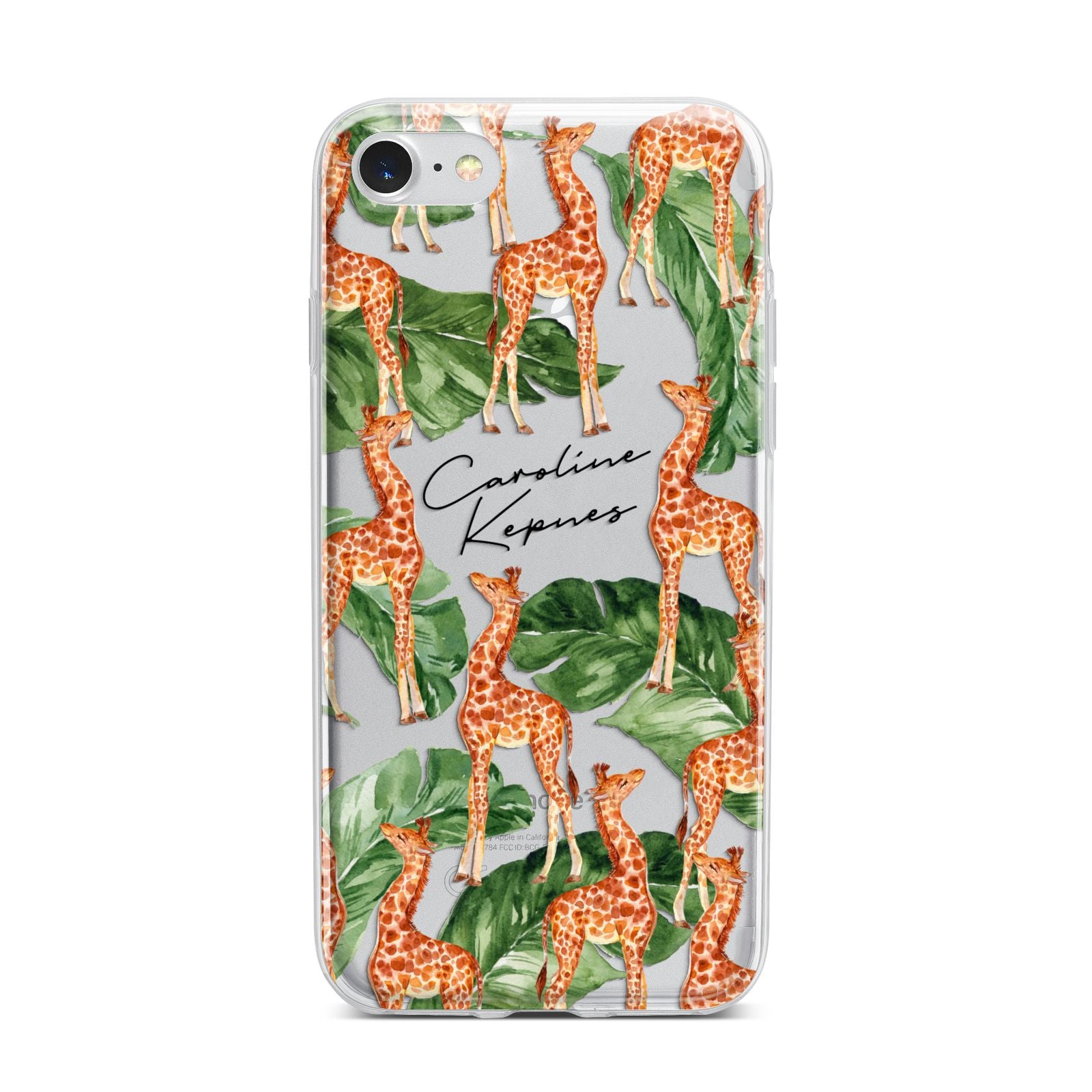 Personalised Giraffes iPhone 7 Bumper Case on Silver iPhone