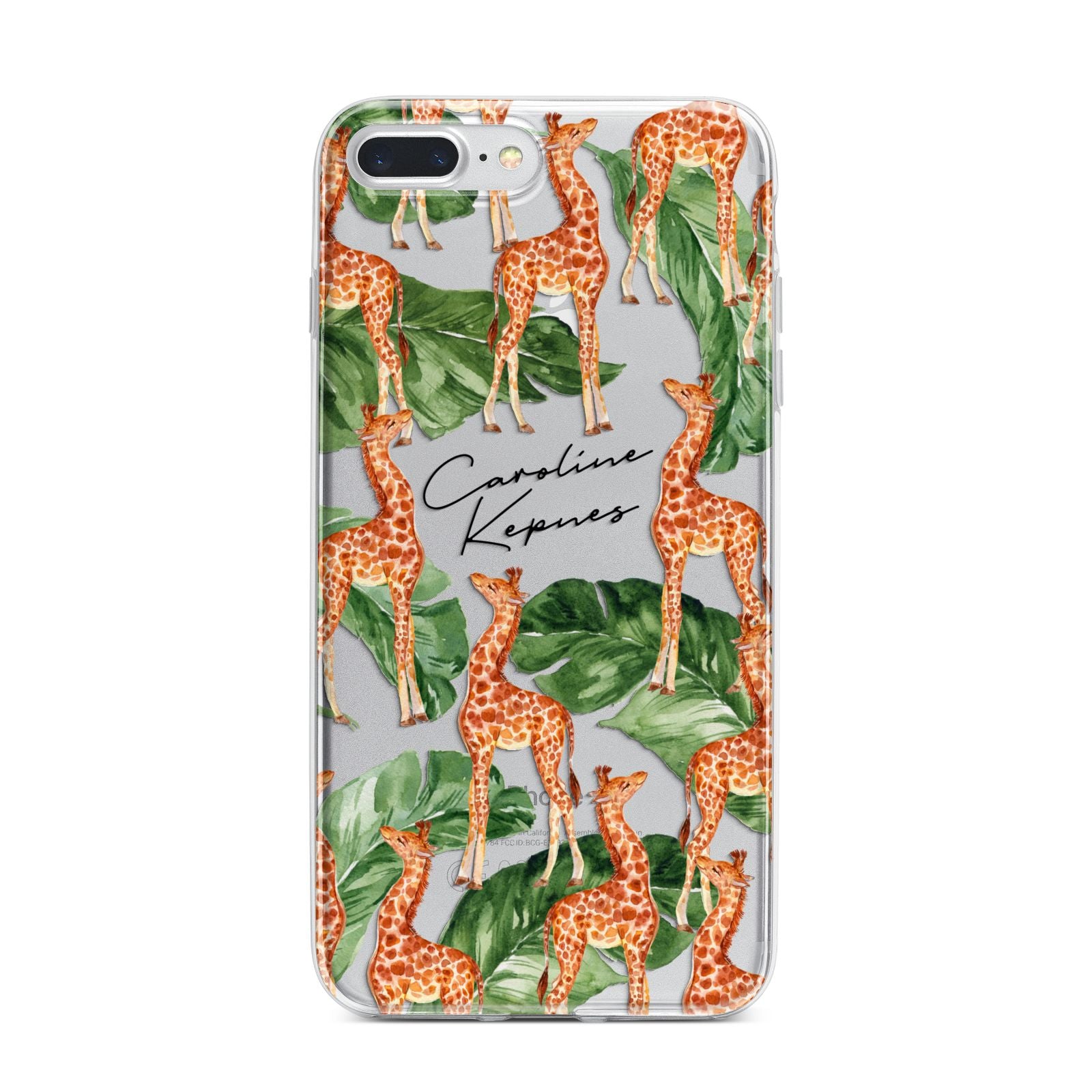 Personalised Giraffes iPhone 7 Plus Bumper Case on Silver iPhone