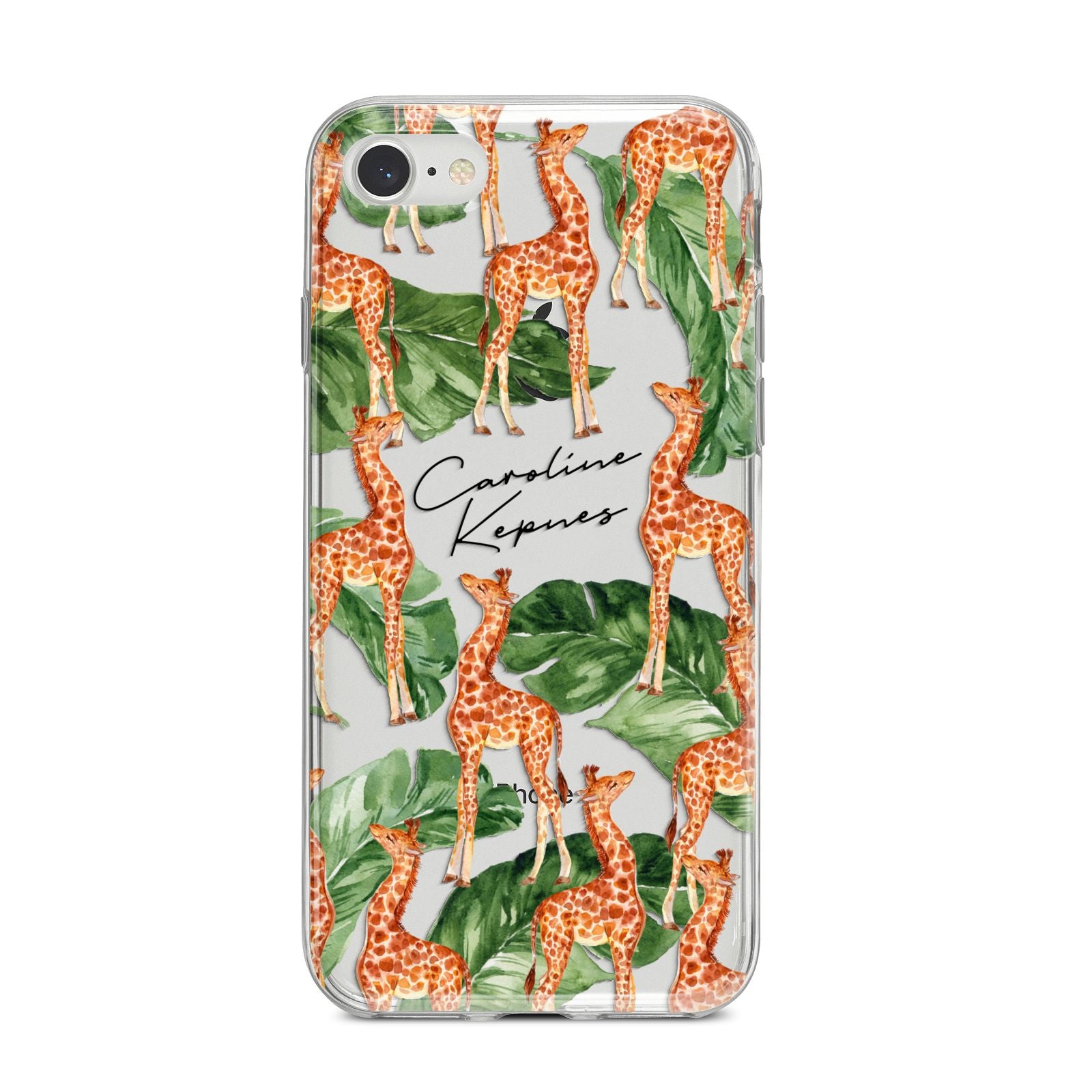 Personalised Giraffes iPhone 8 Bumper Case on Silver iPhone