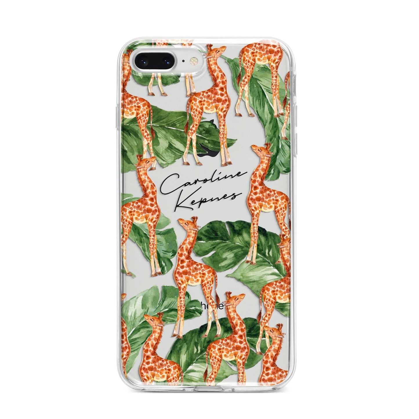 Personalised Giraffes iPhone 8 Plus Bumper Case on Silver iPhone