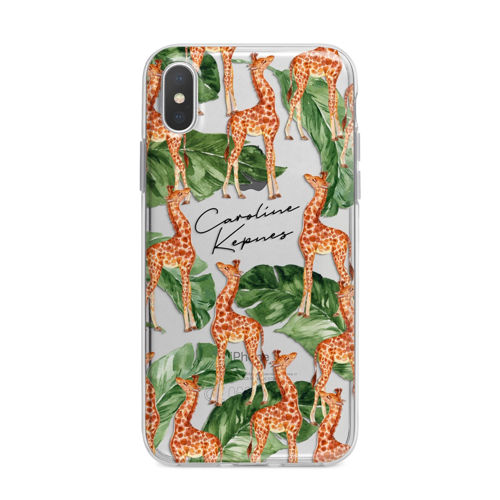 Personalised Giraffes iPhone X Bumper Case on Silver iPhone Alternative Image 1