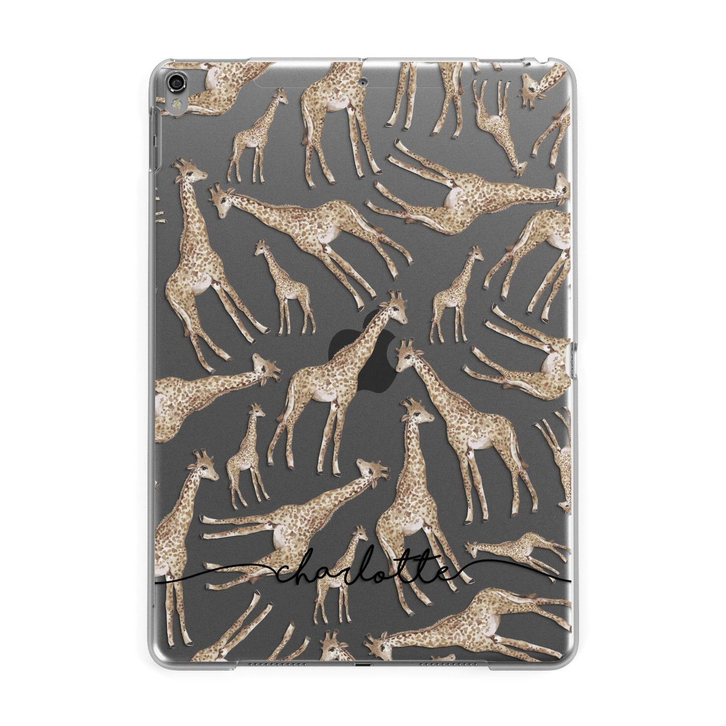 Personalised Giraffes with Name Apple iPad Grey Case