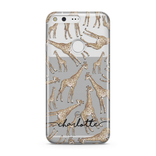 Personalised Giraffes with Name Google Pixel Case