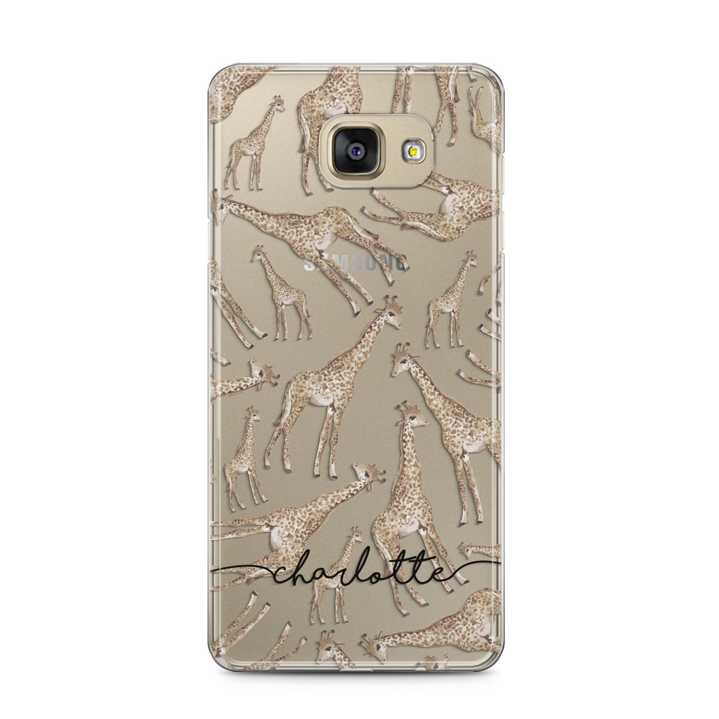 Personalised Giraffes with Name Samsung Galaxy A5 2016 Case on gold phone