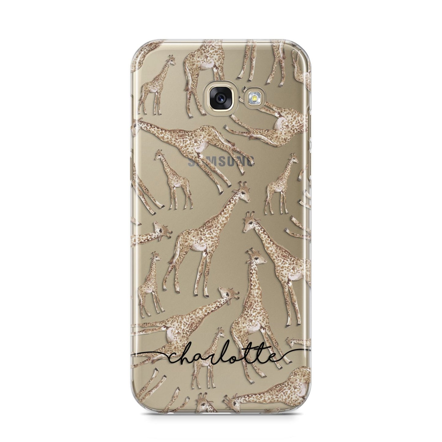 Personalised Giraffes with Name Samsung Galaxy A5 2017 Case on gold phone