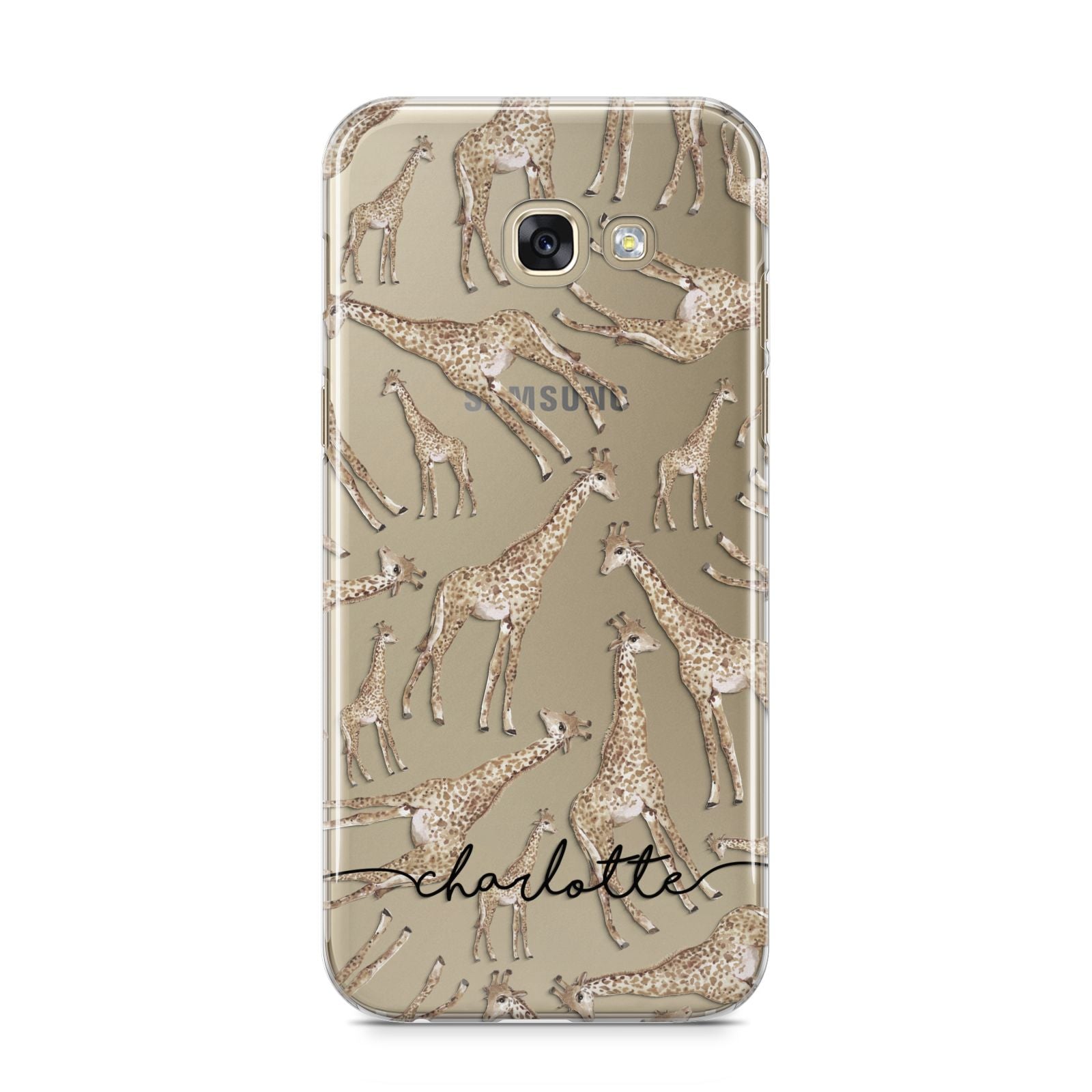 Personalised Giraffes with Name Samsung Galaxy A5 2017 Case on gold phone