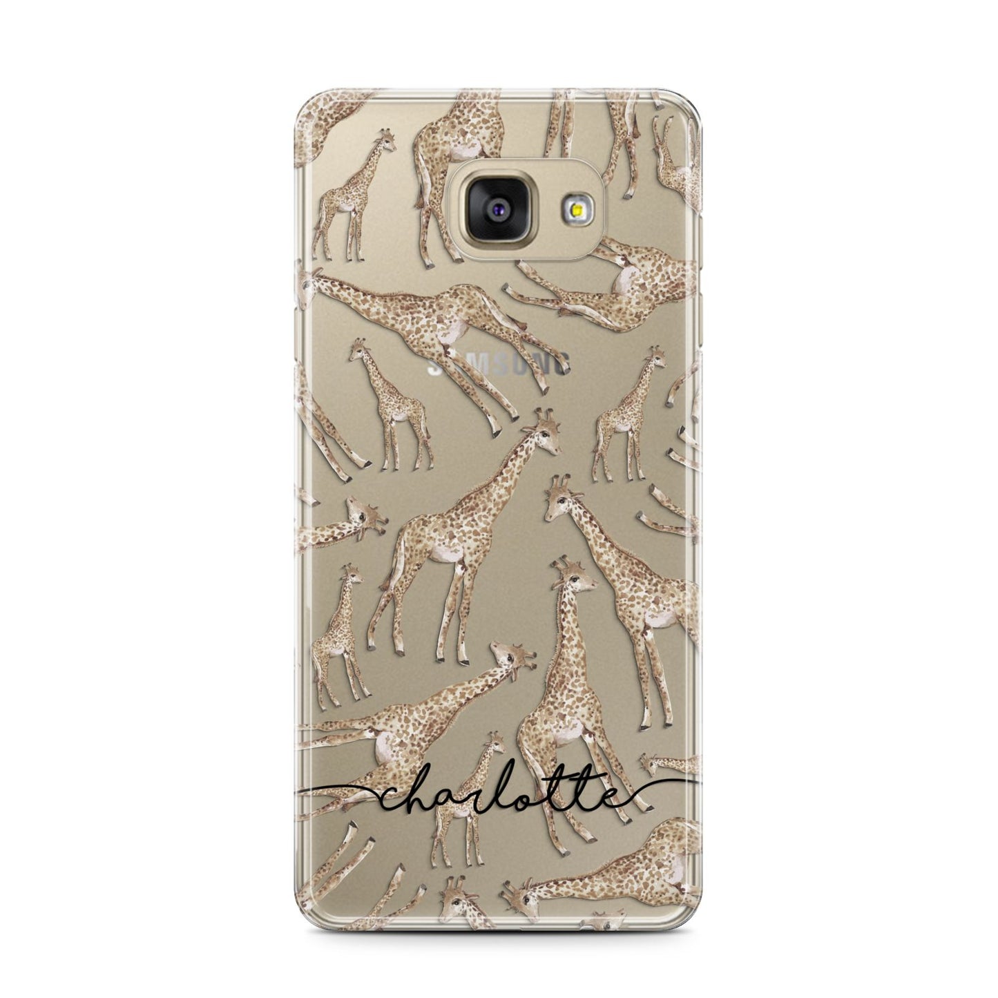 Personalised Giraffes with Name Samsung Galaxy A7 2016 Case on gold phone