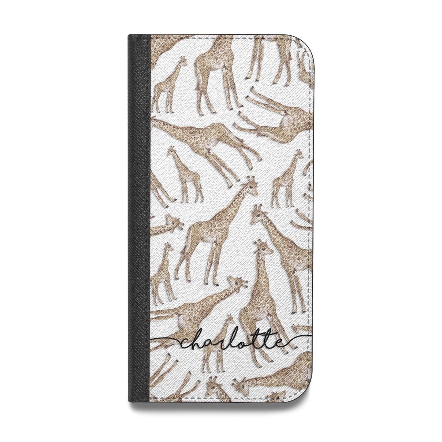 Personalised Giraffes with Name Vegan Leather Flip Samsung Case