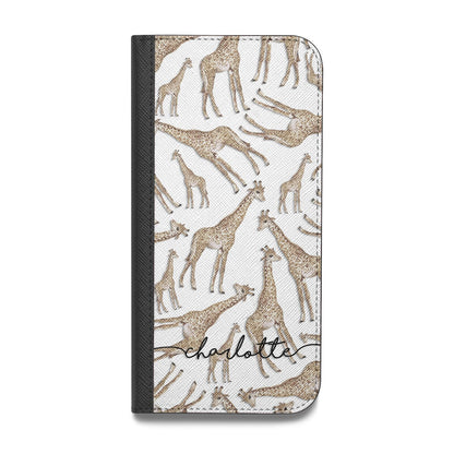 Personalised Giraffes with Name Vegan Leather Flip Samsung Case