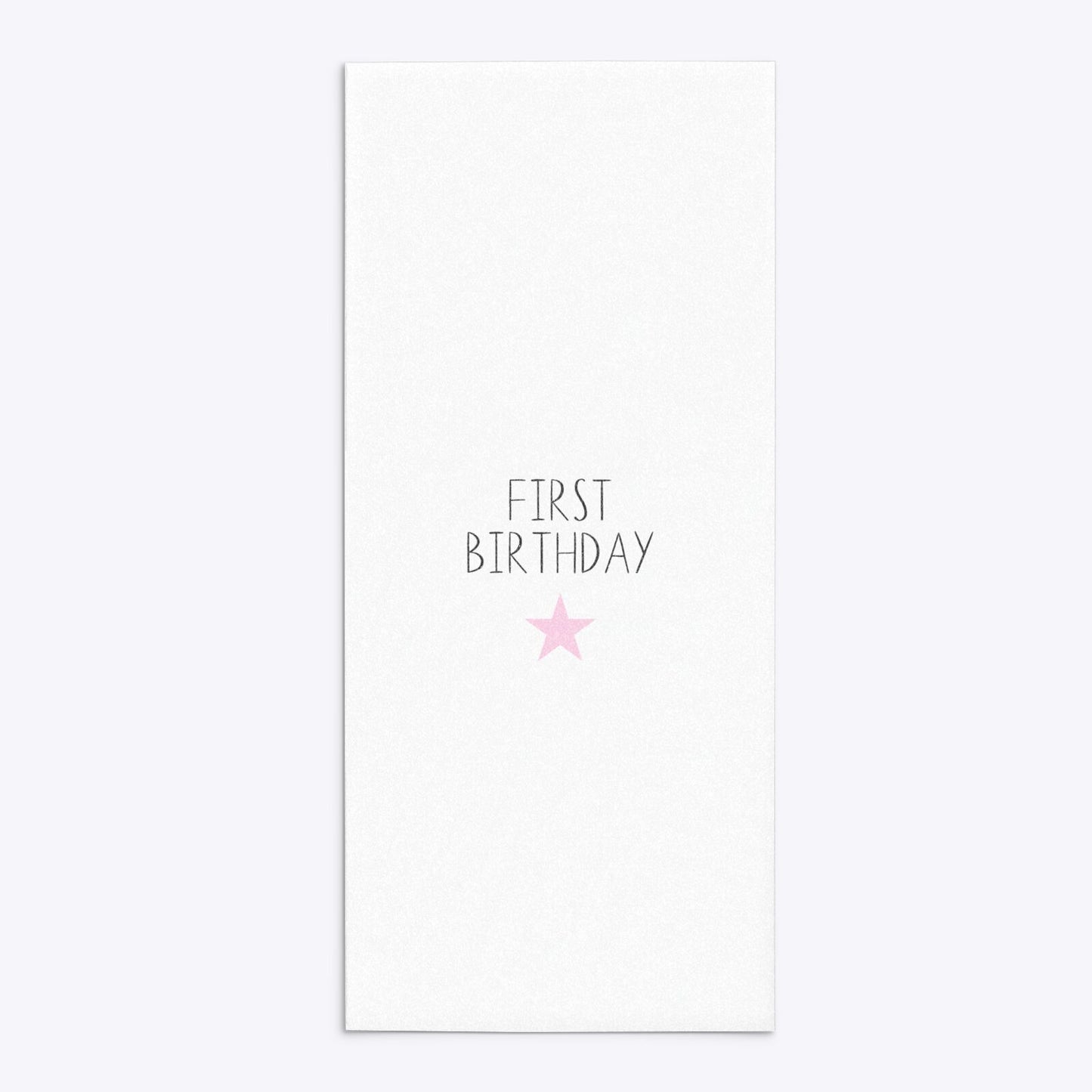 Personalised Girls First Birthday 4x9 Rectangle Invitation Glitter Back Image