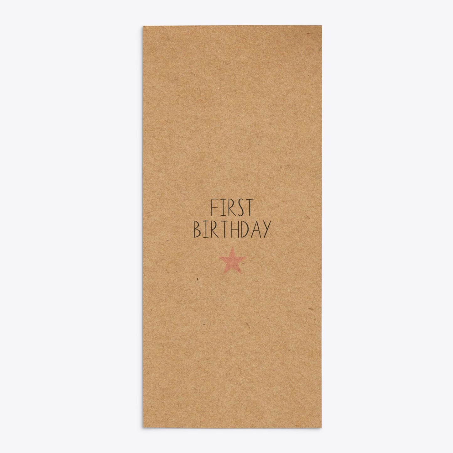 Personalised Girls First Birthday 4x9 Rectangle Invitation Kraft Back Image