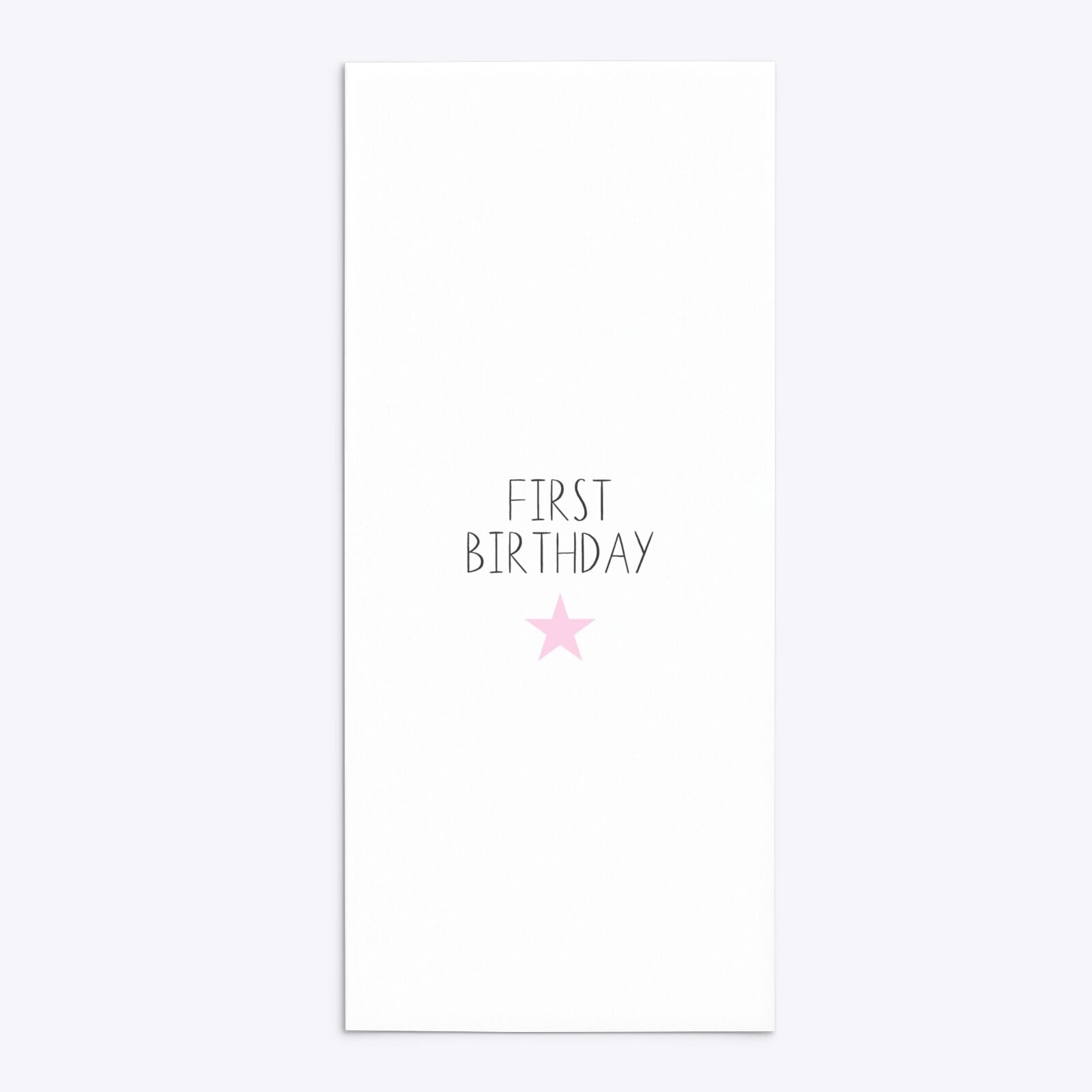 Personalised Girls First Birthday 4x9 Rectangle Invitation Matte Paper Back Image