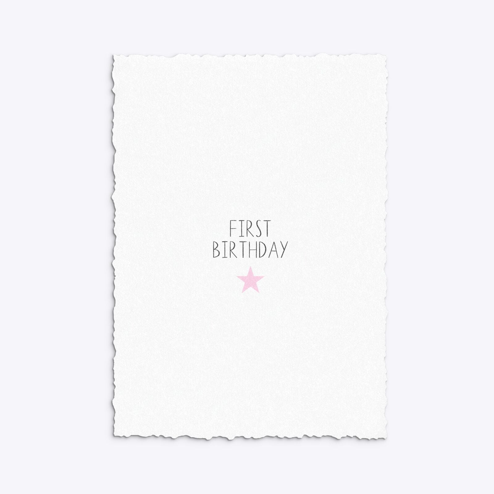 Personalised Girls First Birthday Deckle Invitation Glitter Back Image