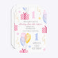 Personalised Girls First Birthday Deco Invitation Glitter Front and Back Image