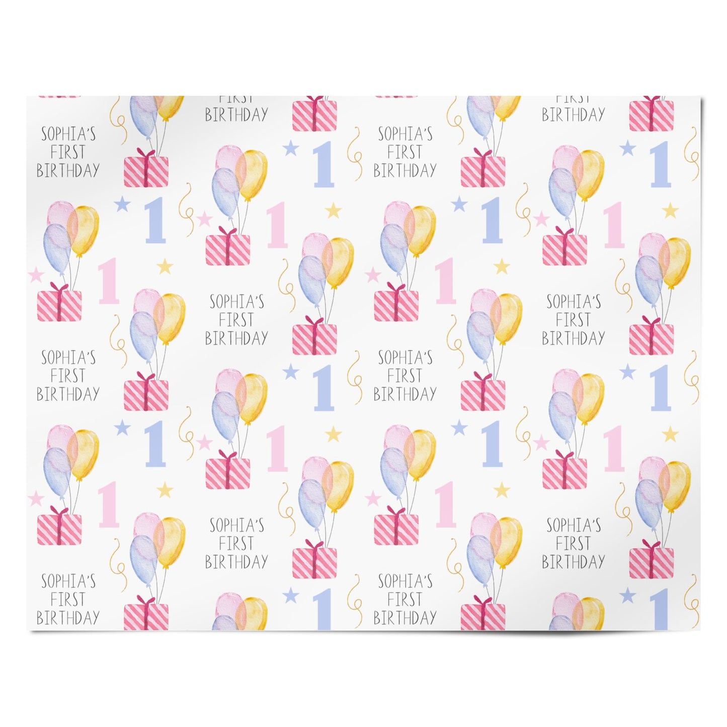 Personalised Girls First Birthday Personalised Wrapping Paper Alternative