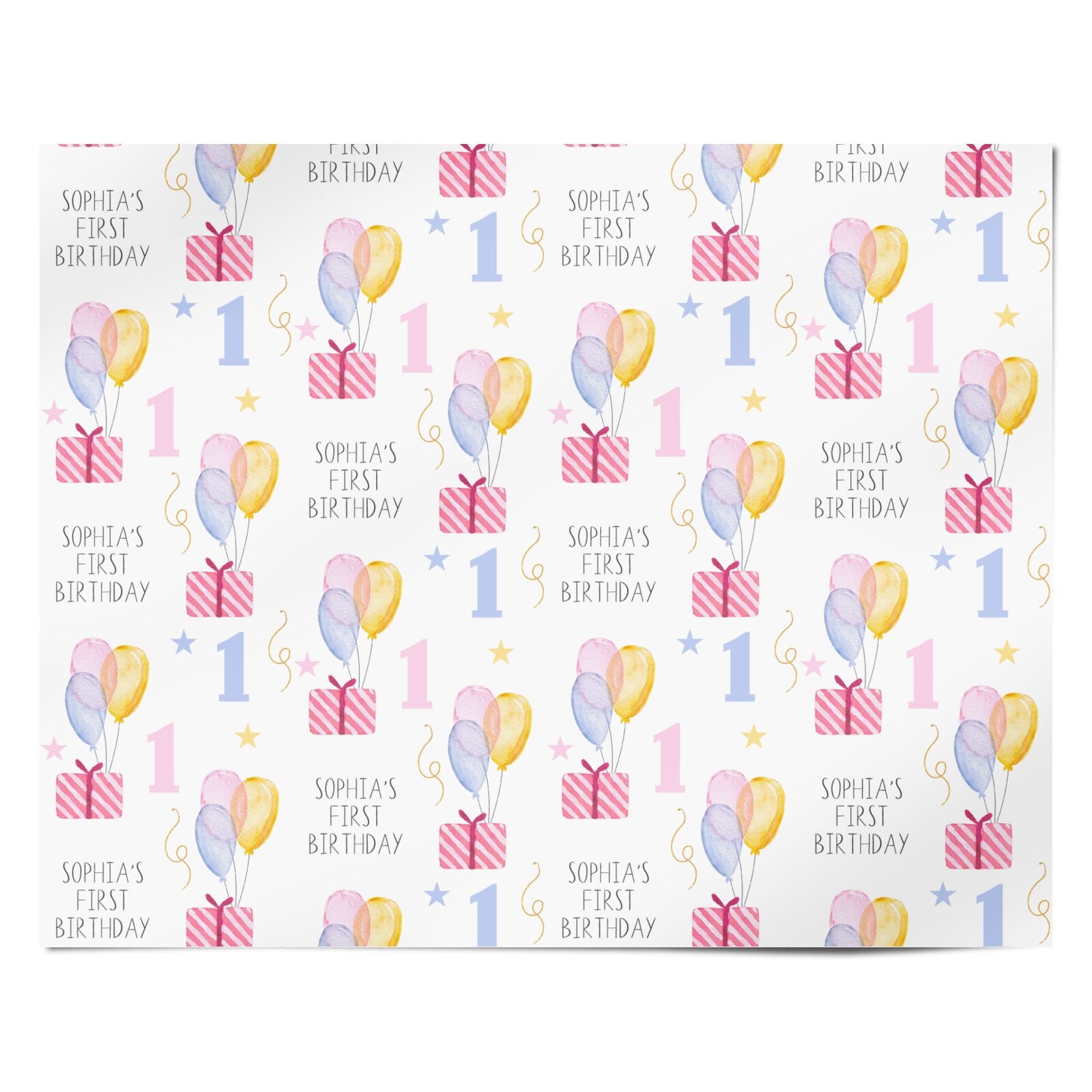 Personalised Girls First Birthday Personalised Wrapping Paper Alternative