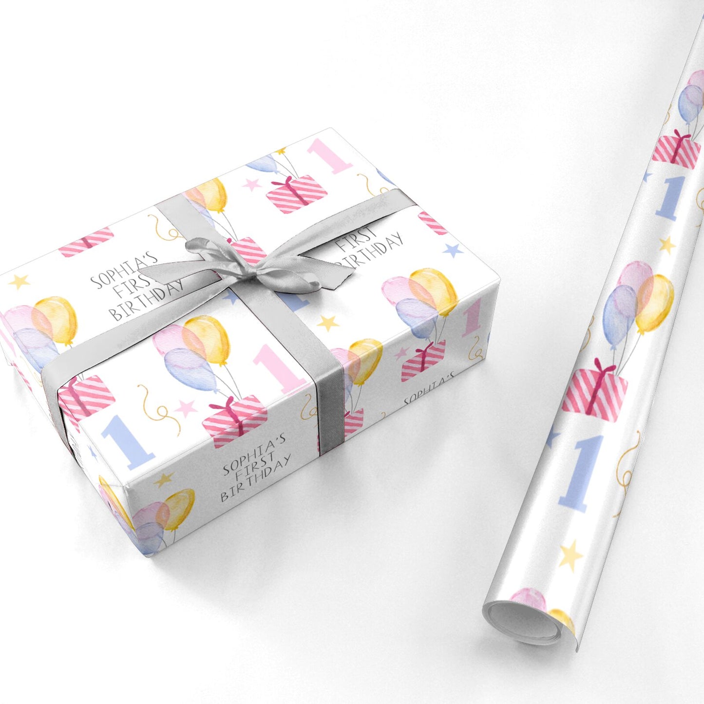 Personalised Girls First Birthday Personalised Wrapping Paper
