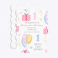 Personalised Girls First Birthday Petal Invitation Glitter Front and Back Image
