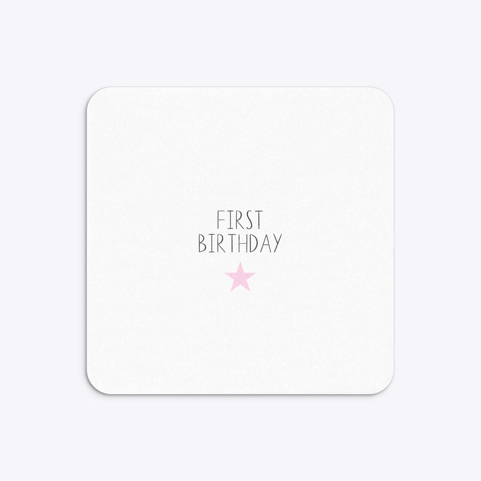 Personalised Girls First Birthday Rounded 5 25x5 25 Invitation Glitter Back Image