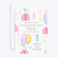 Personalised Girls First Birthday Rounded Invitation Glitter Front and Back Image