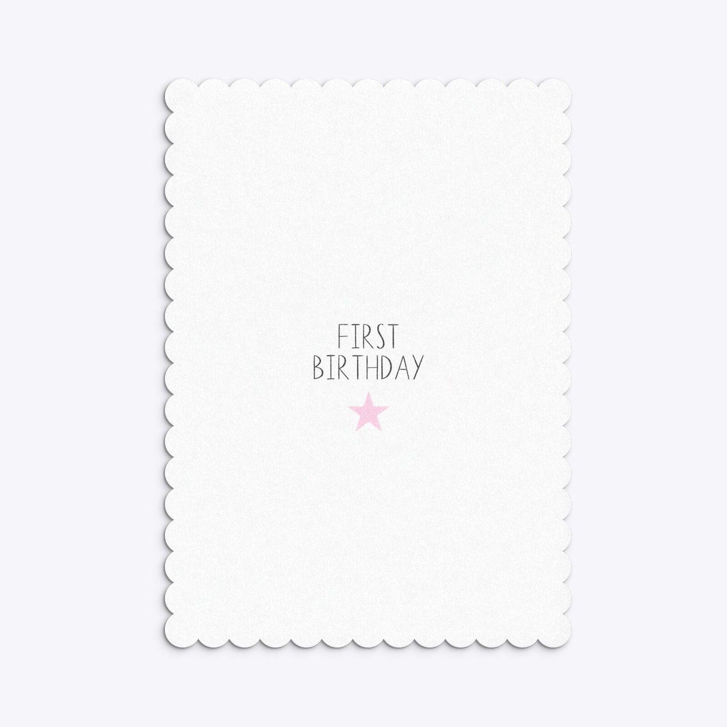 Personalised Girls First Birthday Scalloped Invitation Glitter Back Image