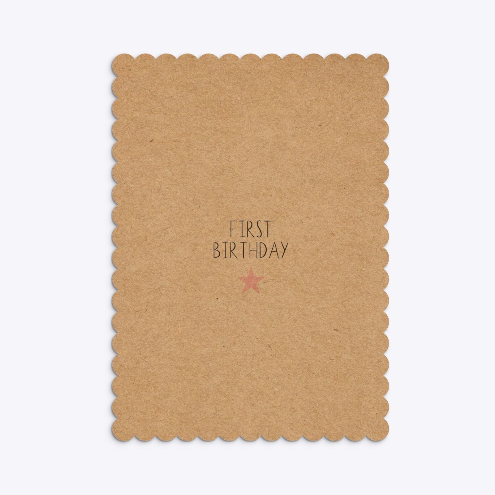 Personalised Girls First Birthday Scalloped Invitation Kraft Back Image