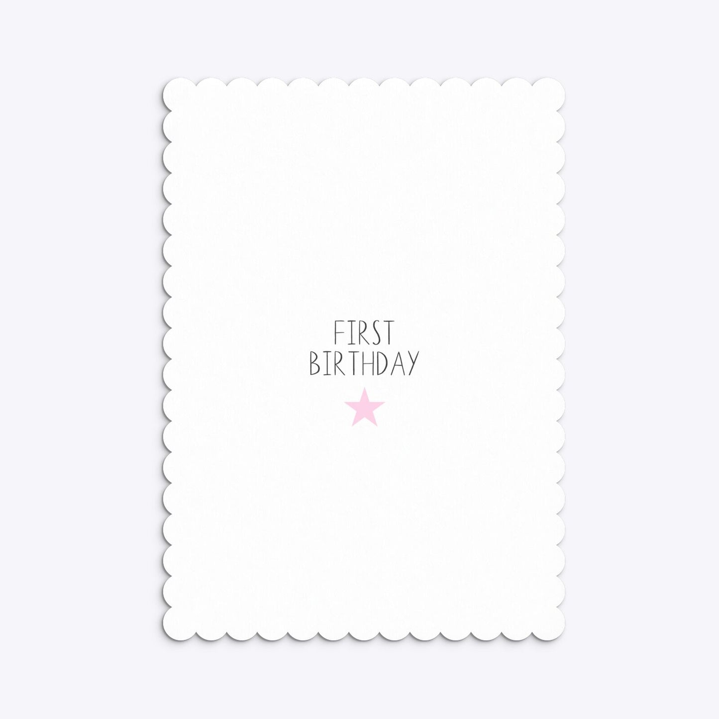 Personalised Girls First Birthday Scalloped Invitation Matte Paper Back Image