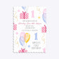 Personalised Girls First Birthday Scalloped Invitation Matte Paper