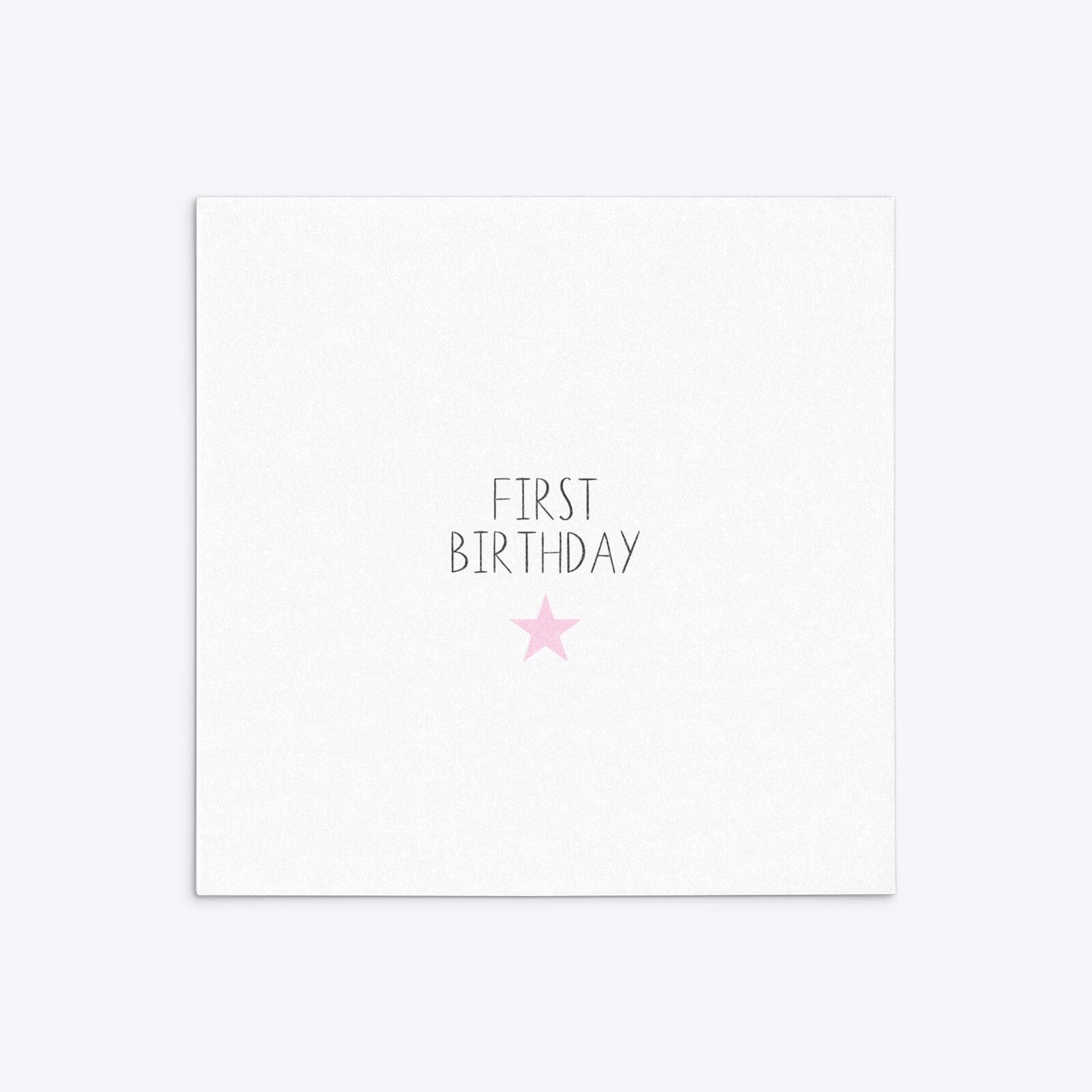 Personalised Girls First Birthday Square 5 25x5 25 Invitation Glitter Back Image