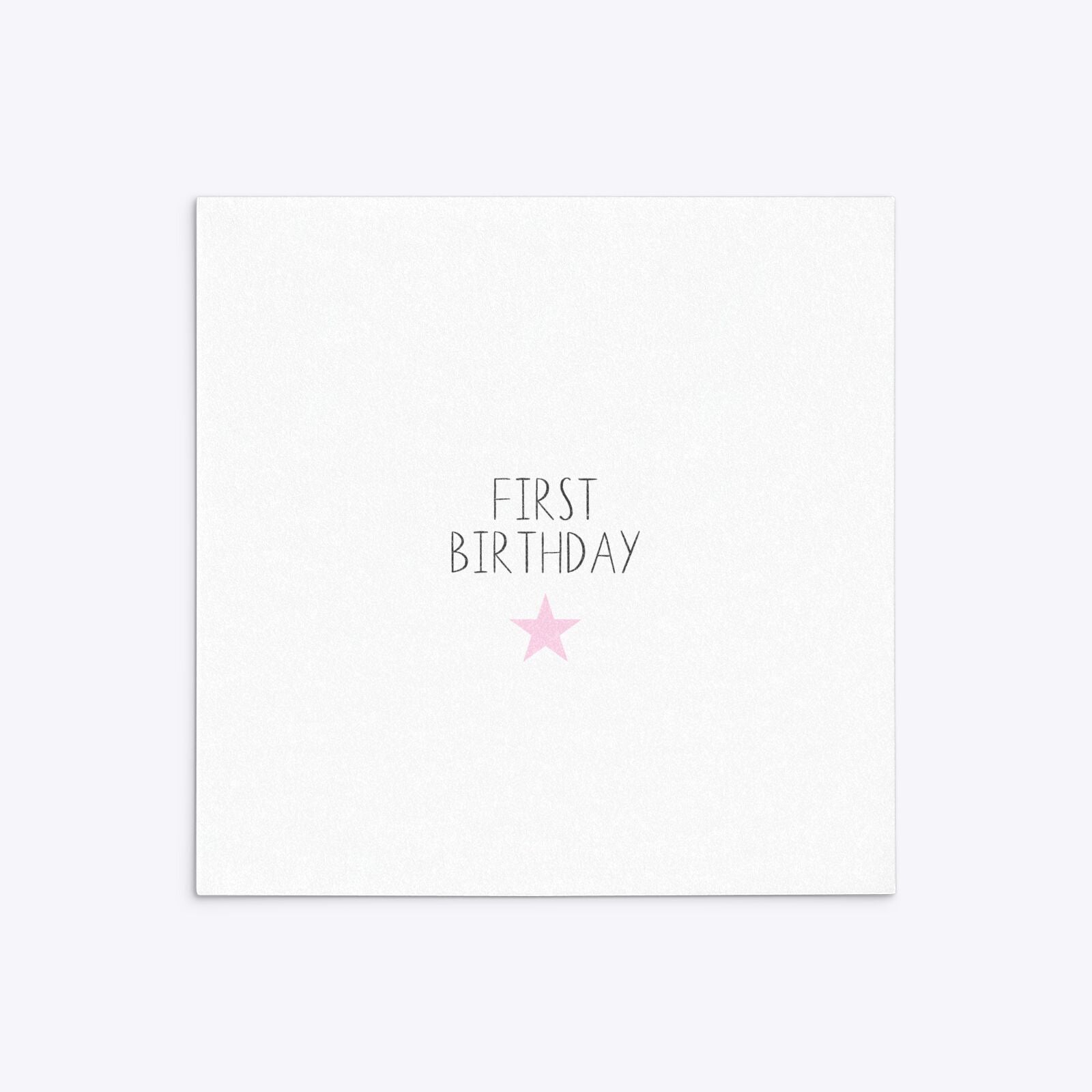 Personalised Girls First Birthday Square 5 25x5 25 Invitation Glitter Back Image