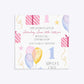 Personalised Girls First Birthday Square 5 25x5 25 Invitation Glitter