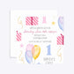 Personalised Girls First Birthday Square 5 25x5 25 Invitation Matte Paper Front and Back Image
