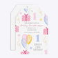 Personalised Girls First Birthday Tag Invitation Glitter Front and Back Image