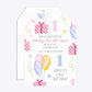 Personalised Girls First Birthday Tag Invitation Matte Paper Front and Back Image
