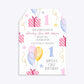 Personalised Girls First Birthday Tag Invitation Matte Paper