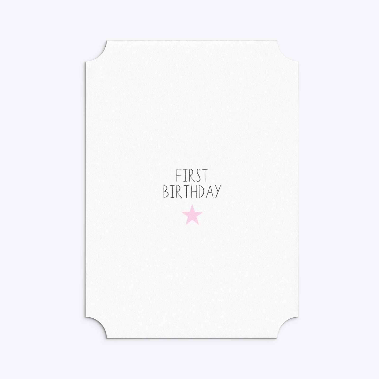 Personalised Girls First Birthday Ticket Invitation Glitter Back Image