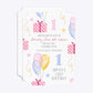 Personalised Girls First Birthday Ticket Invitation Glitter Front and Back Image