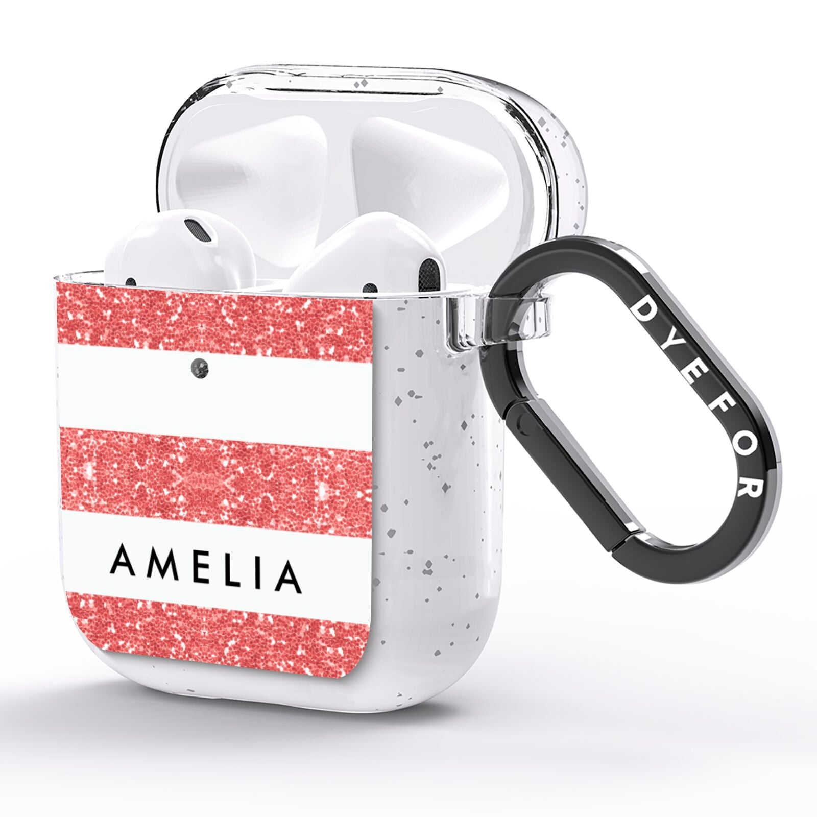 Personalised Glitter Effect Name Initials AirPods Glitter Case Side Image