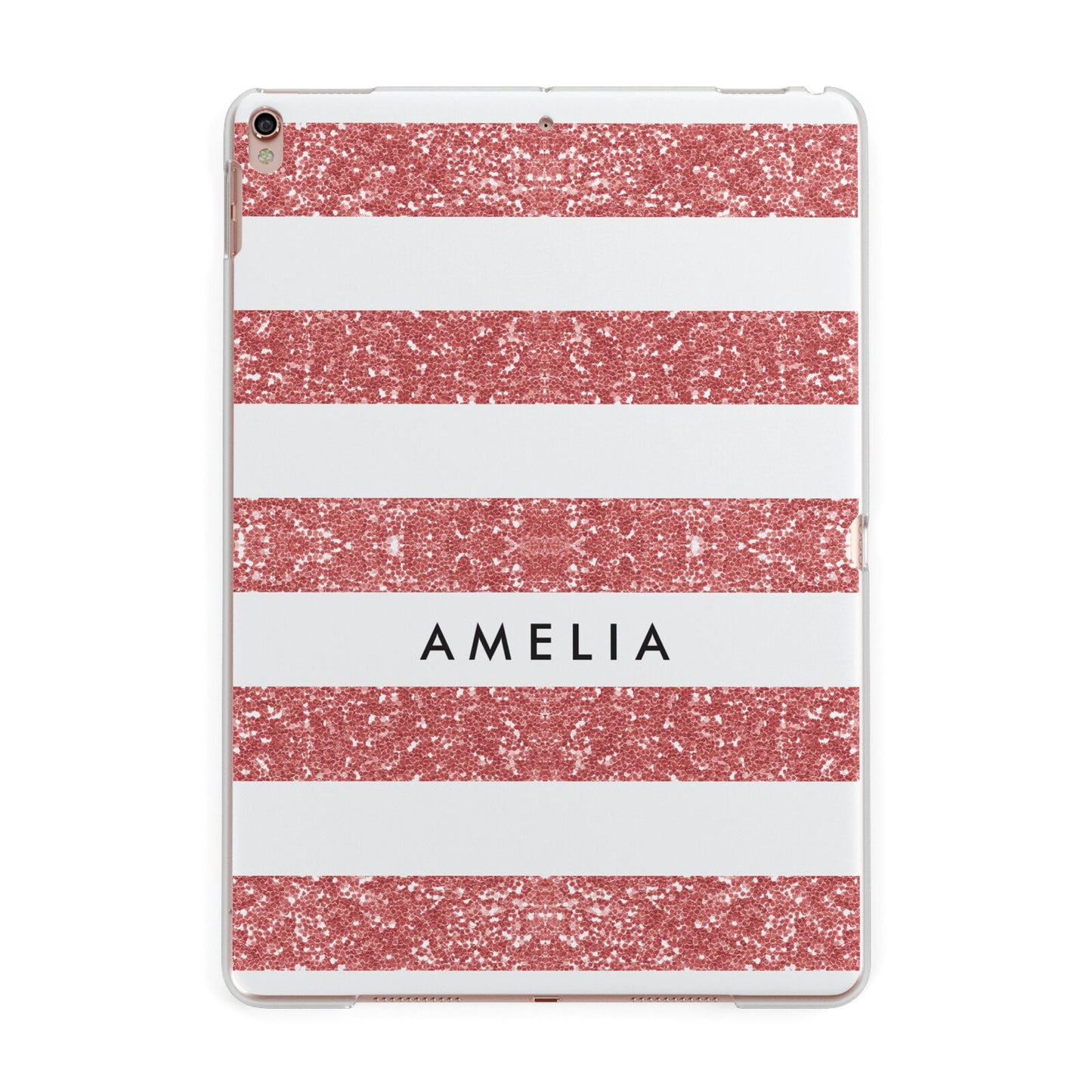 Personalised Glitter Effect Name Initials Apple iPad Rose Gold Case