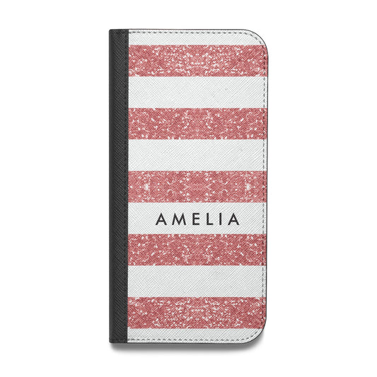 Personalised Glitter Effect Name Initials Vegan Leather Flip Samsung Case