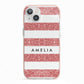 Personalised Glitter Effect Name Initials iPhone 13 TPU Impact Case with Pink Edges