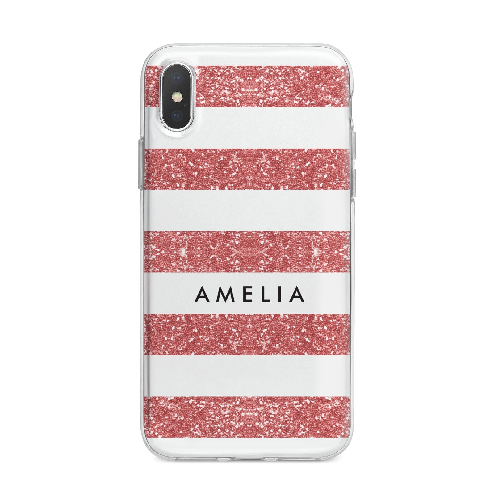 Personalised Glitter Effect Name Initials iPhone X Bumper Case on Silver iPhone Alternative Image 1