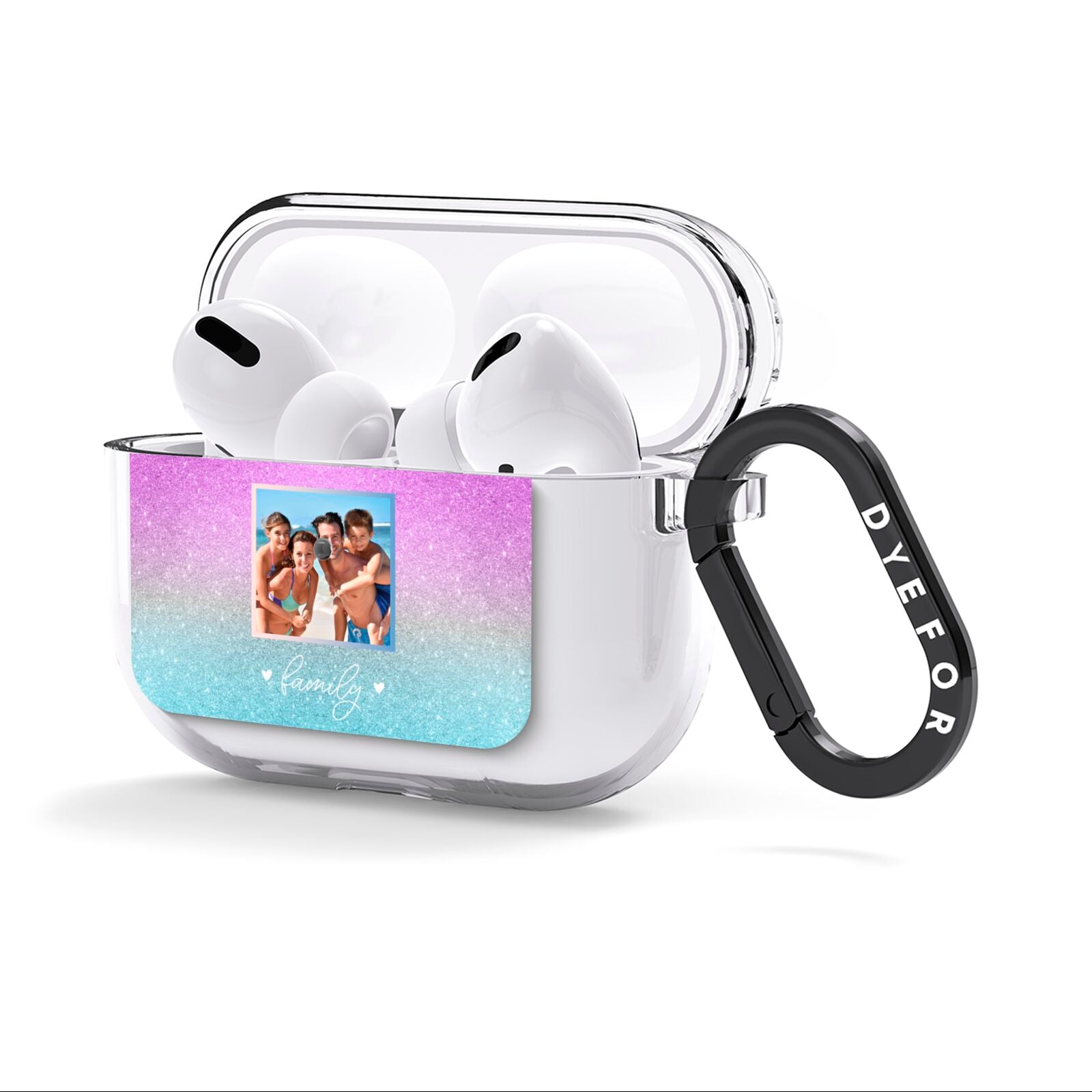 Personalised Glitter Photo AirPods Clear Case 3rd Gen Side Image