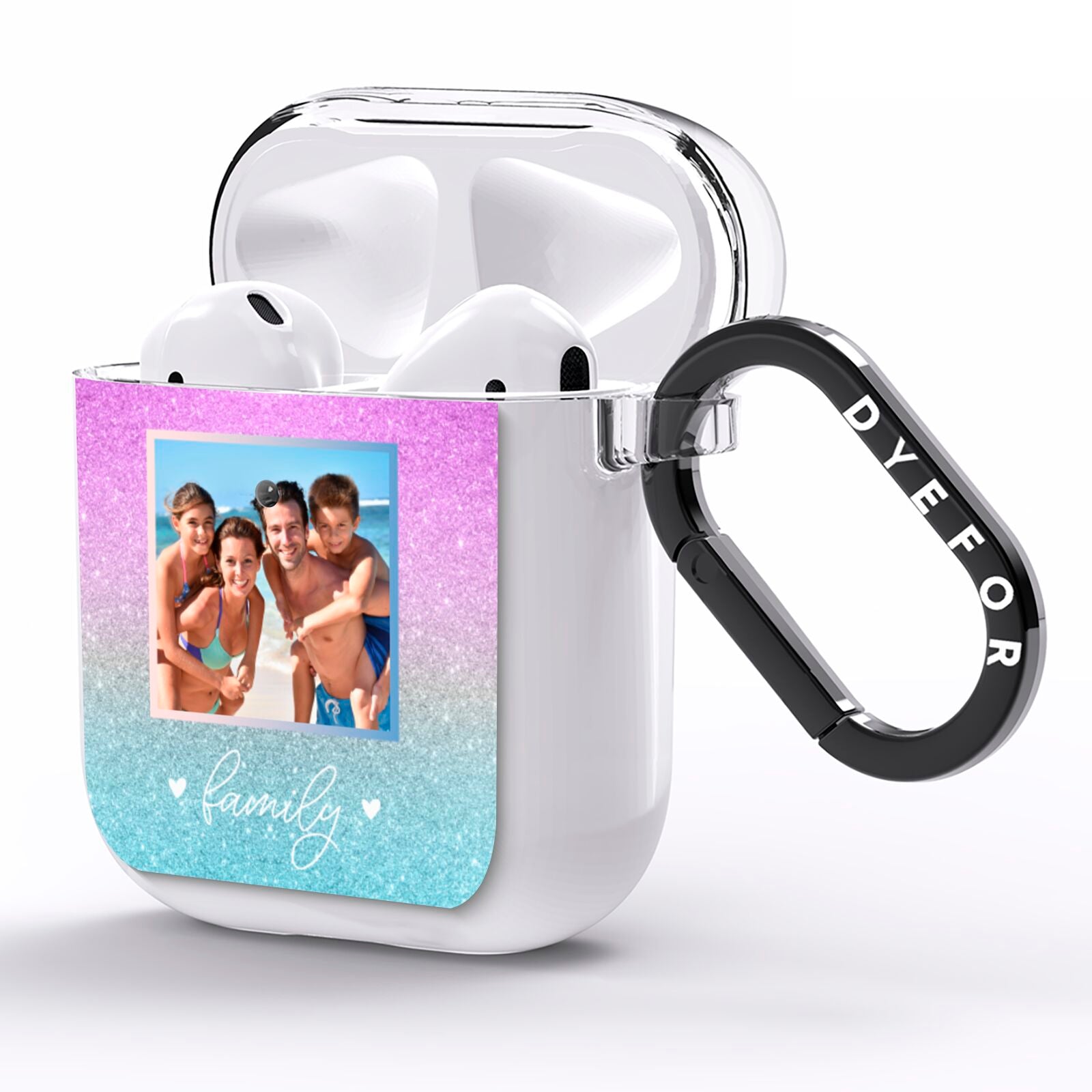 Personalised Glitter Photo AirPods Clear Case Side Image