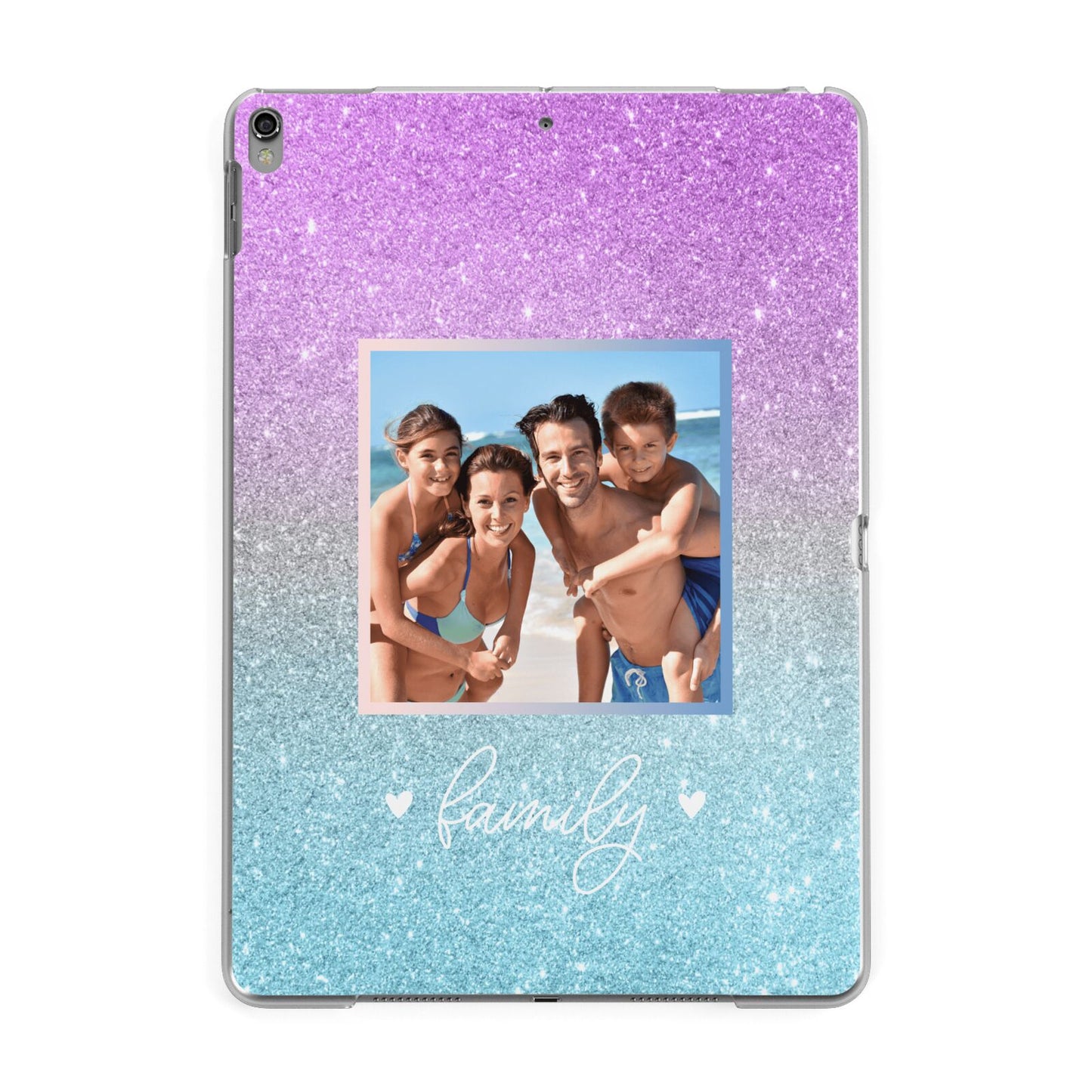 Personalised Glitter Photo Apple iPad Grey Case