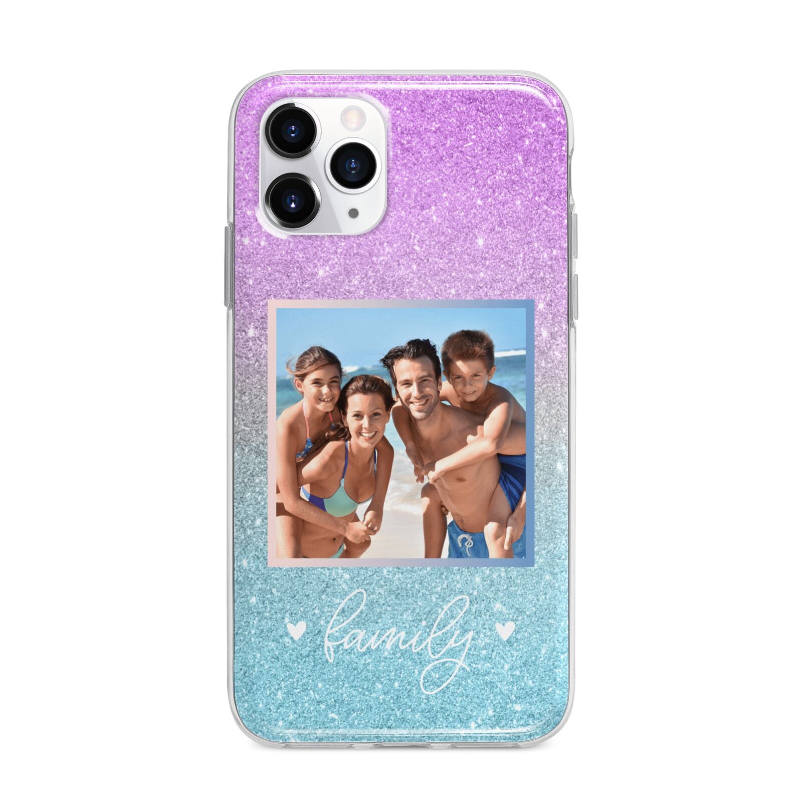 Personalised Glitter Photo Apple iPhone 11 Pro Max in Silver with Bumper Case