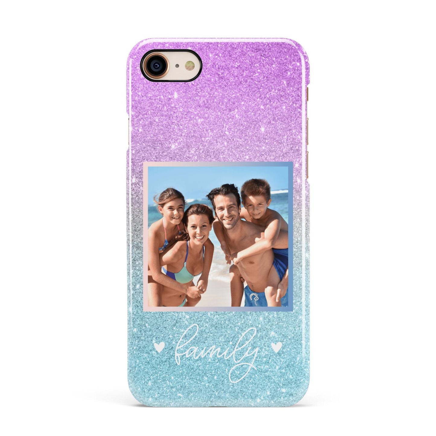 Personalised Glitter Photo Apple iPhone 7 8 3D Snap Case