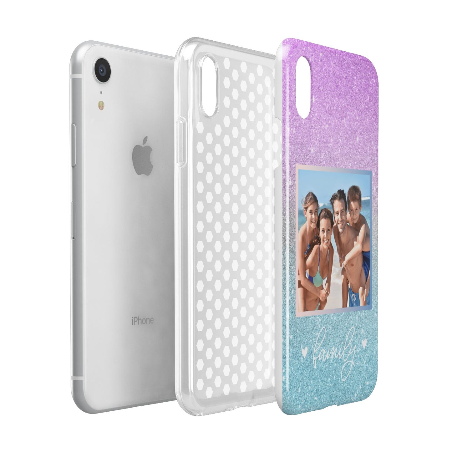 Personalised Glitter Photo Apple iPhone XR White 3D Tough Case Expanded view