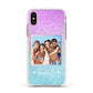 Personalised Glitter Photo Apple iPhone Xs Impact Case White Edge on Gold Phone