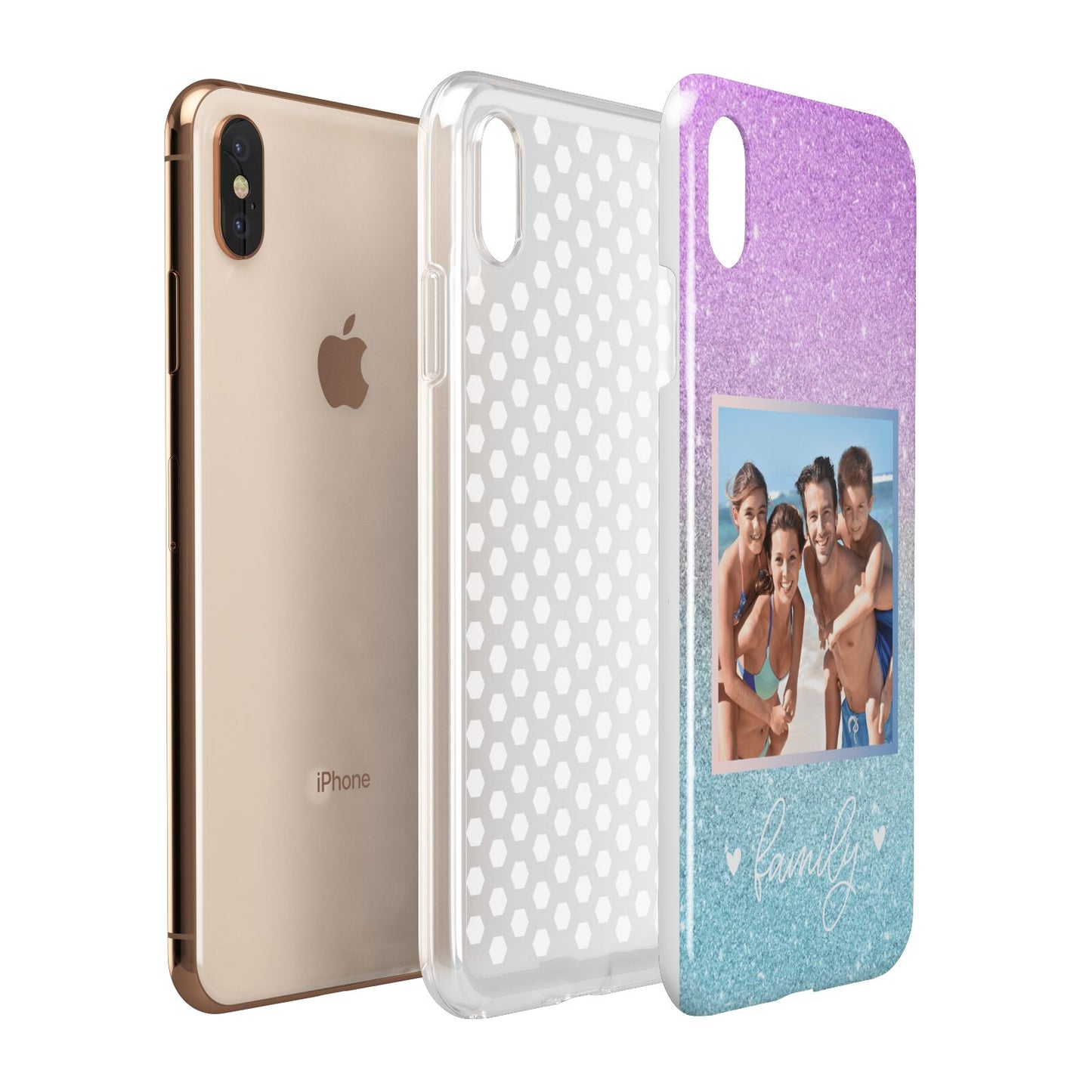 Personalised Glitter Photo Apple iPhone Xs Max 3D Tough Case Expanded View